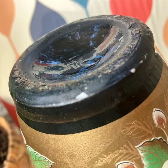 Golden Chinoiserie Painted Peonies Ceramic Vase - Picture 12 of 12